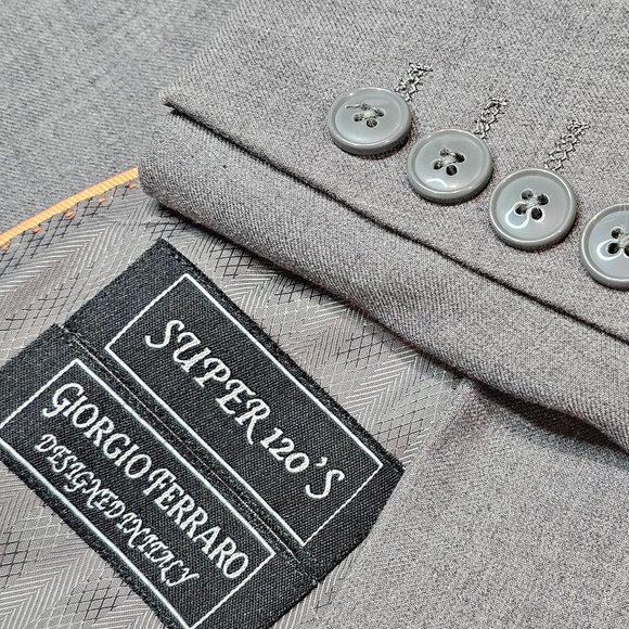 Giorgio Ferraro Super 120's Gray Double Vented Blazer Sport Jacket Size 40R - Picture 11 of 12